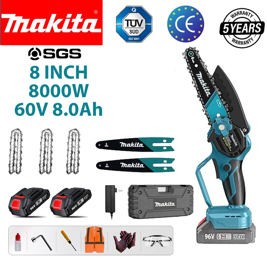 [16 ore de viață a bateriei] Ferăstrău electric cu litiu fără perii de 8 inchi, 8000 W + baterie de 60 V 8,0 Ah * 2 + încărcător rapid + set complet de accesorii